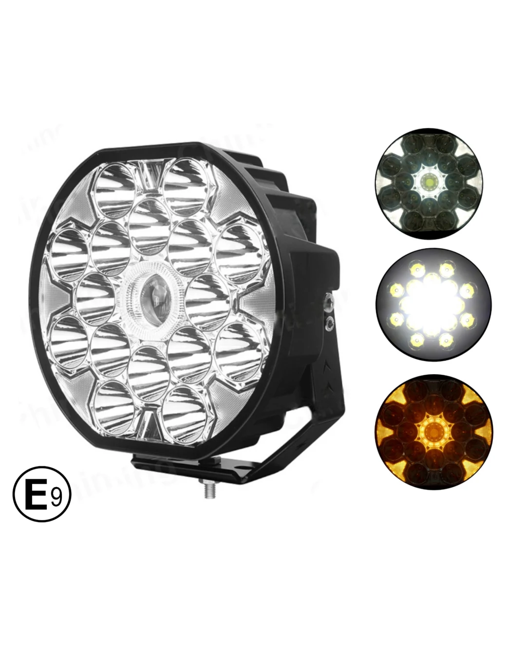 LED Халоген 22см Фар Бяла Светлина + Бяла и Жълта Габаритна 80W 9100lm 12V 24V Е-марк Е9 Бус Ван 4х4 Джип ATV Камион Трактор