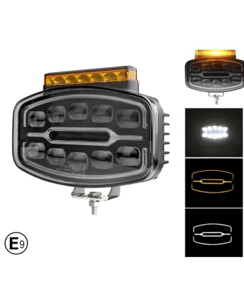 LED Халоген Фар 3 Функции DRL бяла/оранжева светлина с 360° аварийна лампа с 4 функции на премигане 12-24V за джип камион агротехника и др.