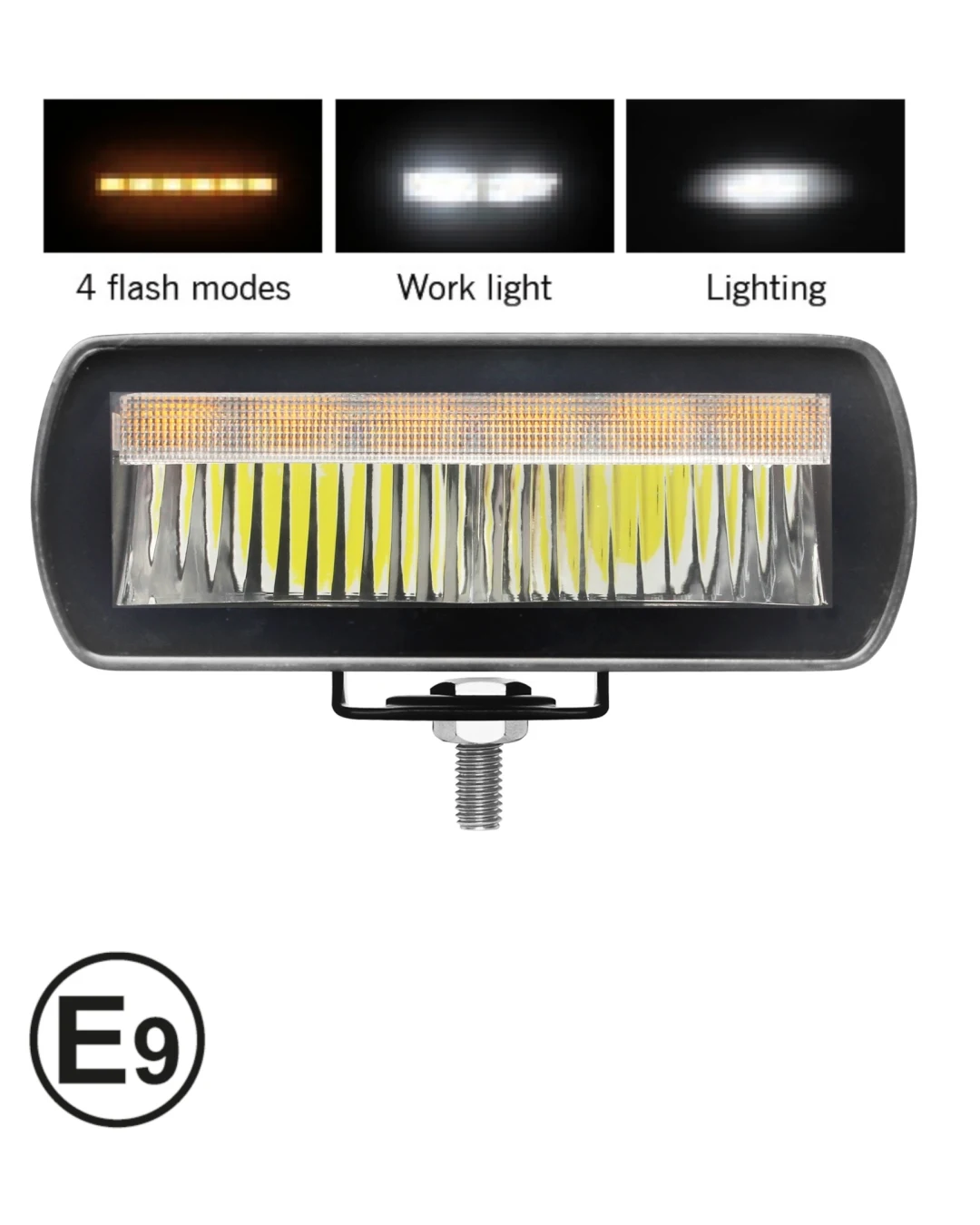 LED комбиниран халоген Flexzon / работна лампа с бял DRL и аварийна блиц светлина с 4 режима, IP65/67K, 12–24V