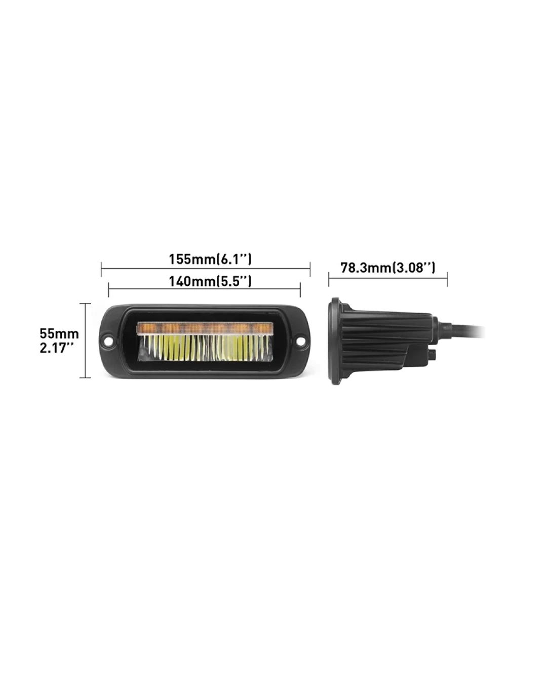 LED комбиниран халоген Flexzon / работна лампа с бял DRL и предупредителна светлина R65, за вграждане, 4 функции, IP65/67K, 12–24V