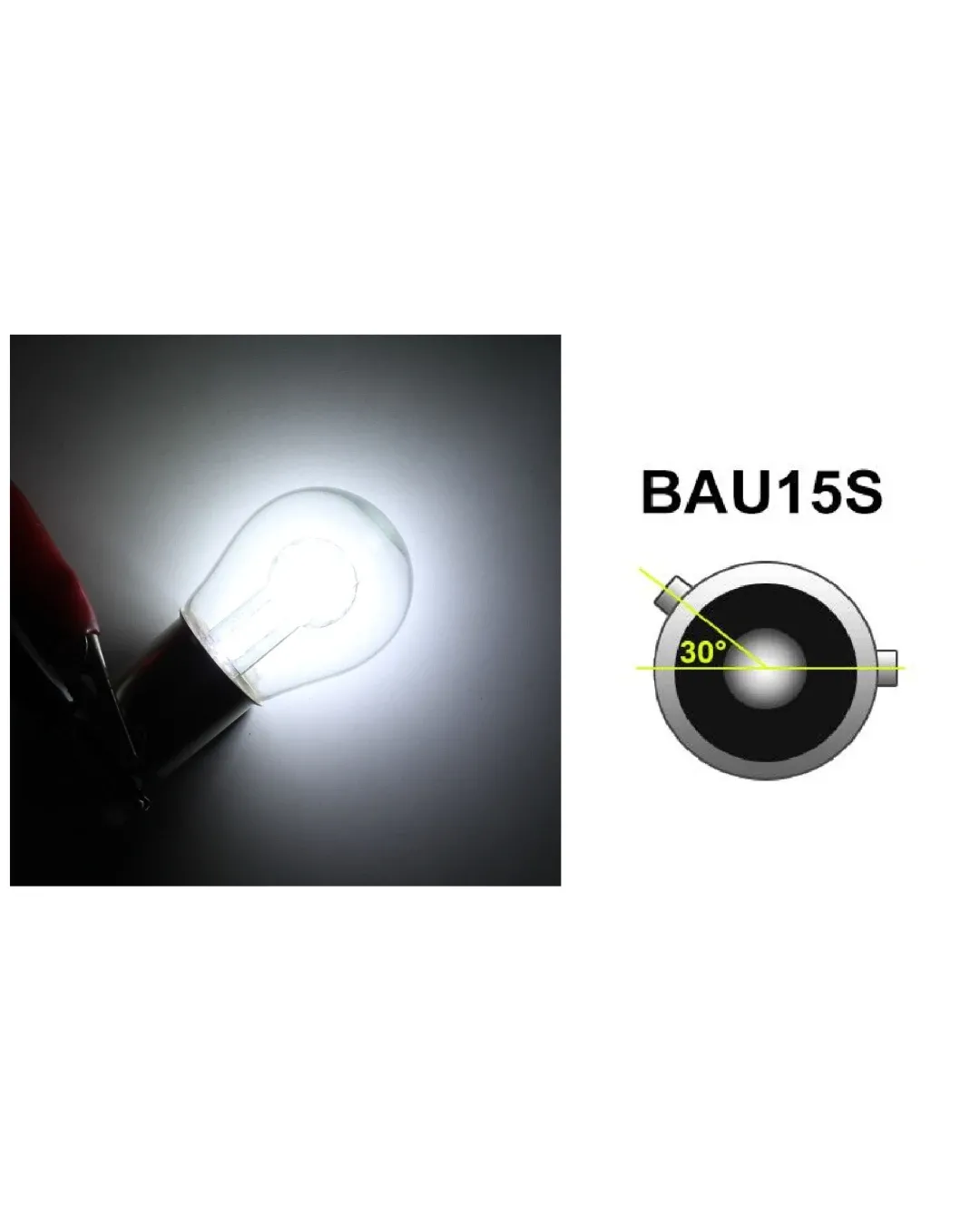 LED крушки BAU15S PY21W 12V (18 SMD) с асиметрични пинове 150° (Бяла светлина)