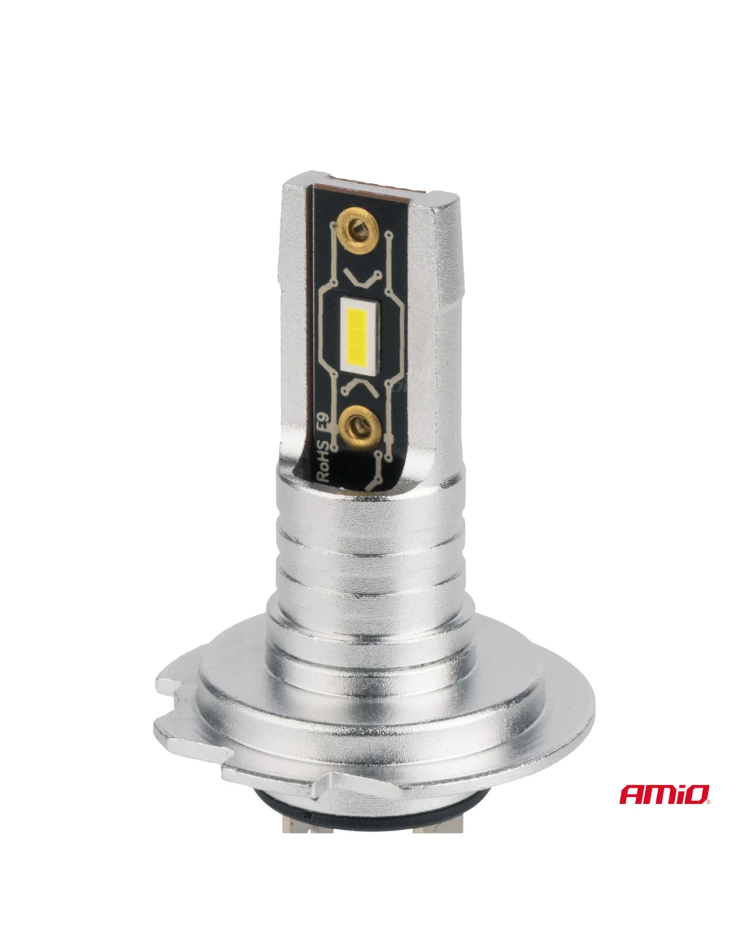 LED Крушки H7 / H18 AMiO H-Mini Series, 42W, 6500K Бяла Светлина, CANBUS, E9 R10, 12V / 24V, Комплект 2 Броя
