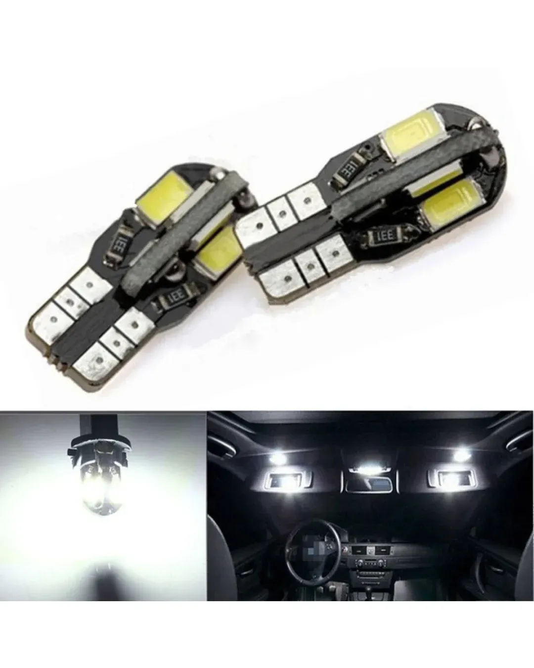 Лед Крушки За Габарит, Т10 W5W LED 8 SMD 5730, Canbus, 12V, Бяла Светлина, Error free , Без грешки