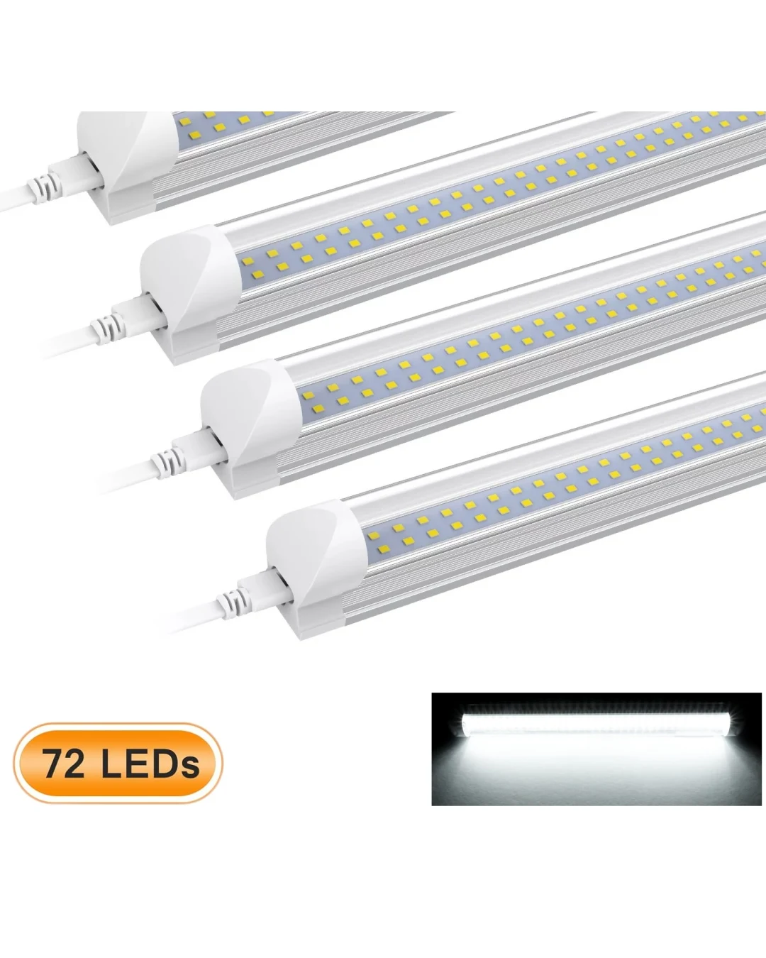 LED Лампа бяла светлина 72 LED, 12V, 6500K, 33 см – Алуминиев корпус, с кабел и букса за свързване