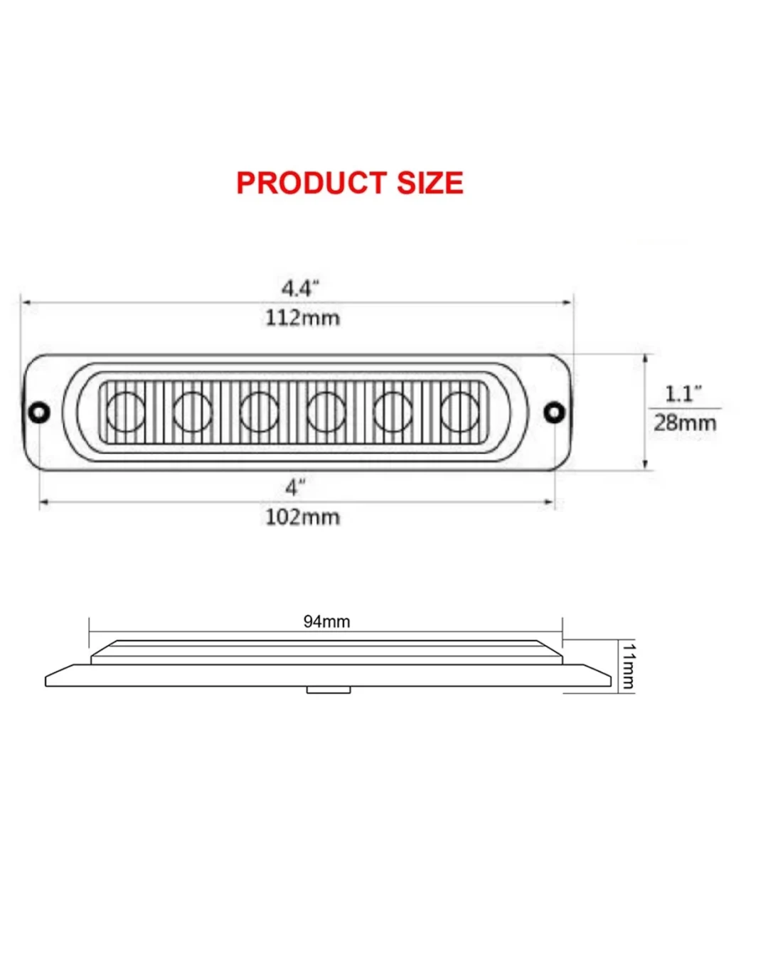 LED Лед Диоден 12-24V Габарит Маркер Токос за камион бус ван каравана платформа кемпер червен 112 x 28mm