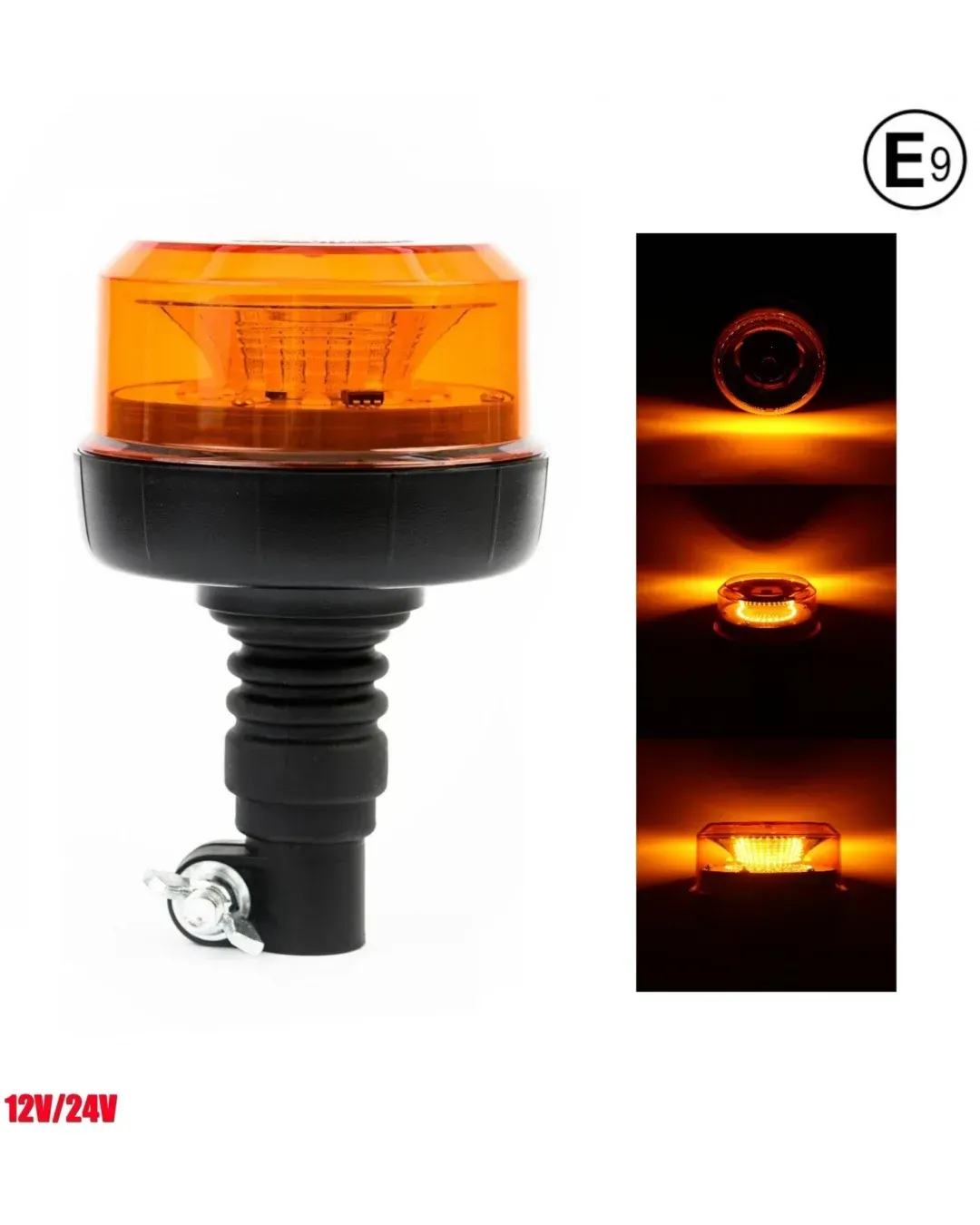 LED Лед Диодна Аварийна Сигнална Лампа Маяк Буркан 12/24V , Блиц, Slim, E-Mark, 12 SMD