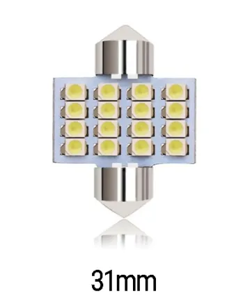LED Лед Диодни Крушки, 16 SMD 5050 , 31мм, 12V, Бяла Светлина