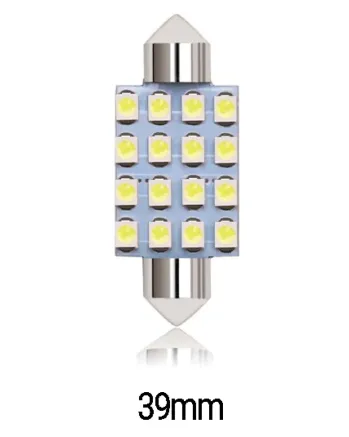 LED Лед Диодни Крушки, 16 SMD 5050 , 39мм, 12V, Бяла Светлина