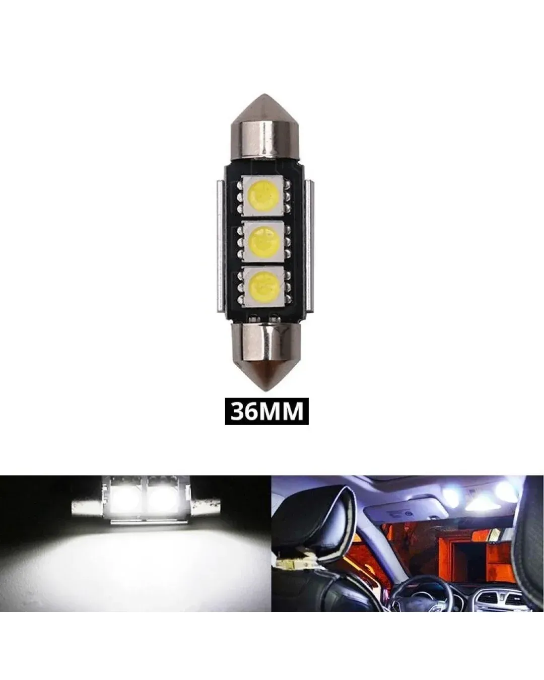 LED Лед Диодни Крушки, 2 SMD 5050 , 36мм, 12V, Бяла Светлина