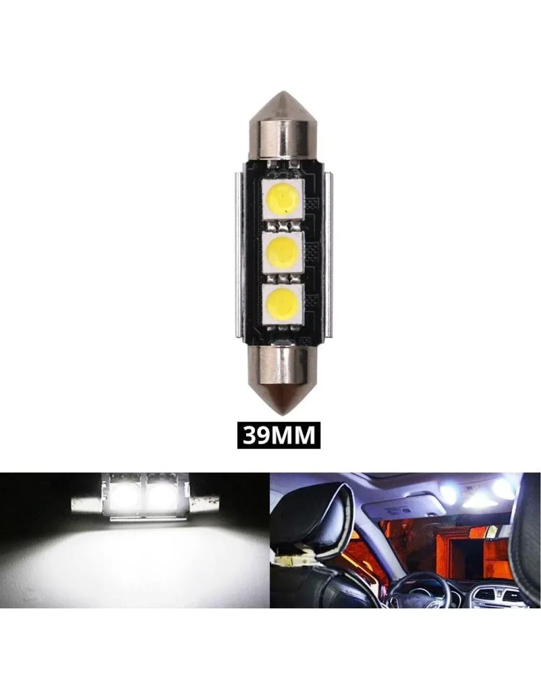 LED Лед Диодни Крушки, 2 SMD 5050 , 39мм, 12V, Бяла Светлина