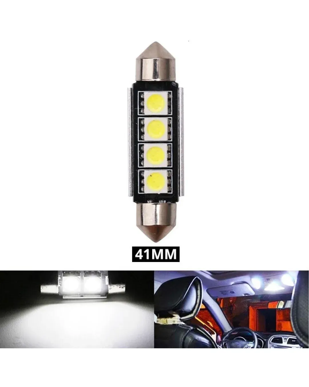 LED Лед Диодни Крушки, 2 SMD 5050 , 41мм, 12V, Бяла Светлина