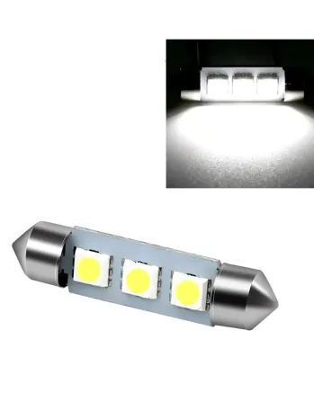 LED Лед Диодни Крушки, C5W, 3 Smd, 39mm, 12V, Бяла Светлина