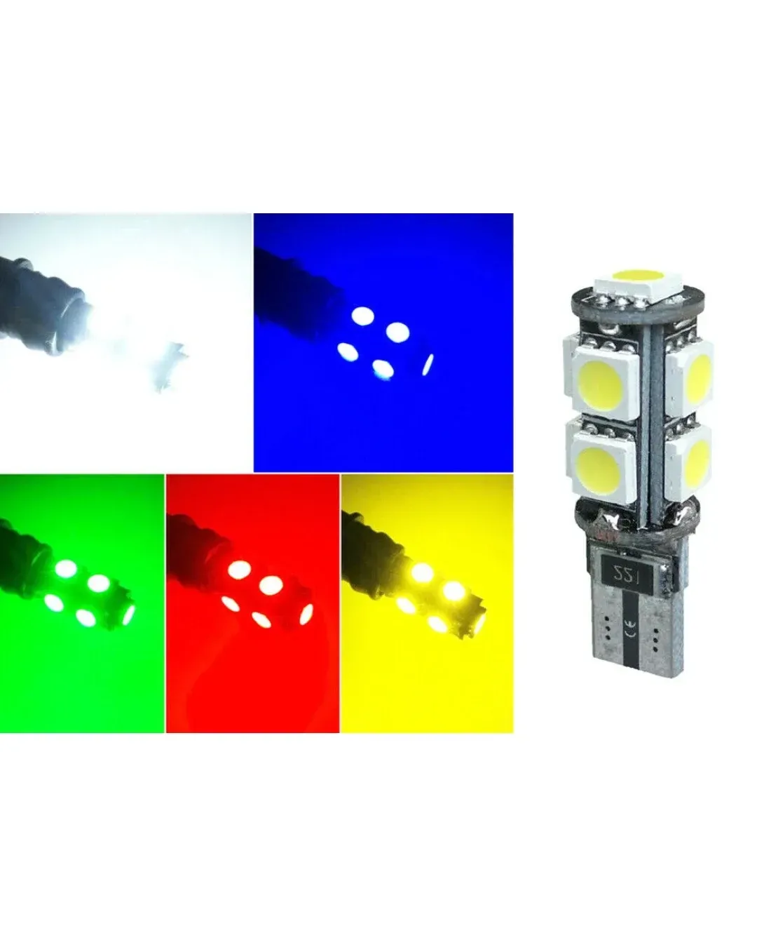 LED Лед Диодни Крушки За Габарит, Т10-5050 W5W, 9 SMD, 12V, 5 Цвята Светлина