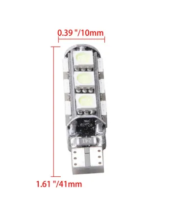 LED Лед Диодни Крушки За Габарит, Т10 W5W, 13 SMD, 12V, Оранжева, Жълта, Canbus - Error free , Без грешки