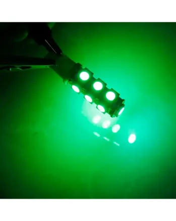 LED Лед Диодни Крушки За Габарит, Т10 W5W, 13 SMD, 12V, Зелена, Canbus - Error free , Без грешки