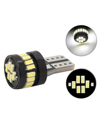 LED Лед Диодни Крушки За Габарит, Т10 W5W, 24 SMD, 12V, Бяла Светлина, Canbus - Error free , Без грешки