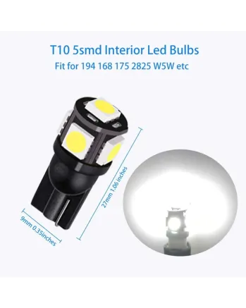 LED Лед Диодни Крушки За Габарит, Т10 W5W, 5 SMD, 12V, Бяла Светлина