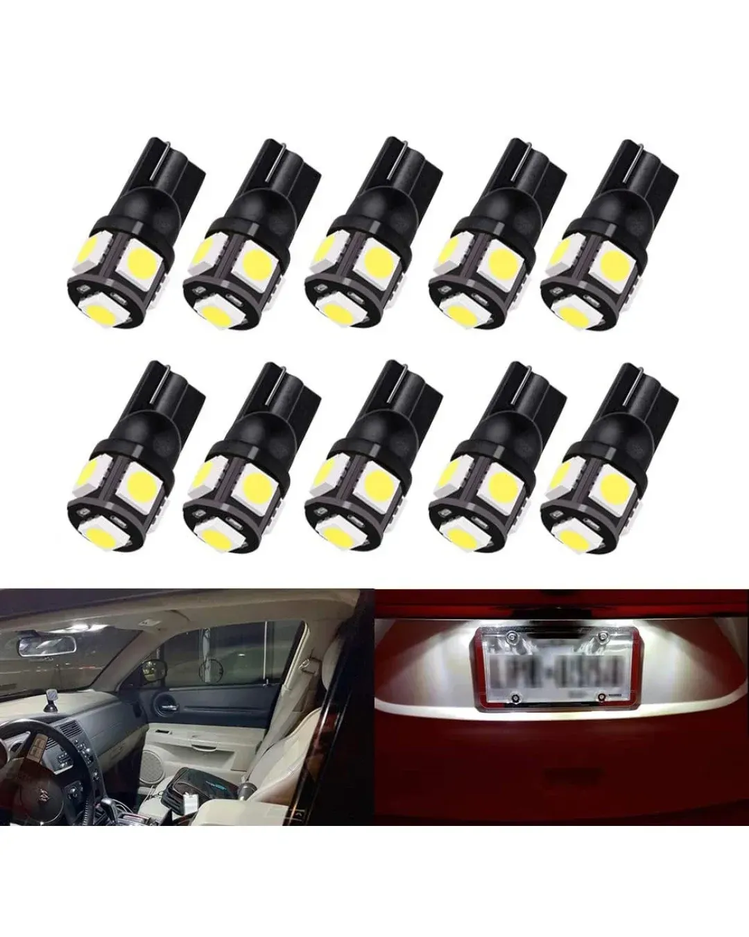 LED Лед Диодни Крушки За Габарит, Т10 W5W, 5 SMD, 12V, Бяла Светлина