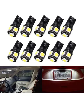 LED Лед Диодни Крушки За Габарит, Т10 W5W, 5 SMD, 12V, Бяла Светлина
