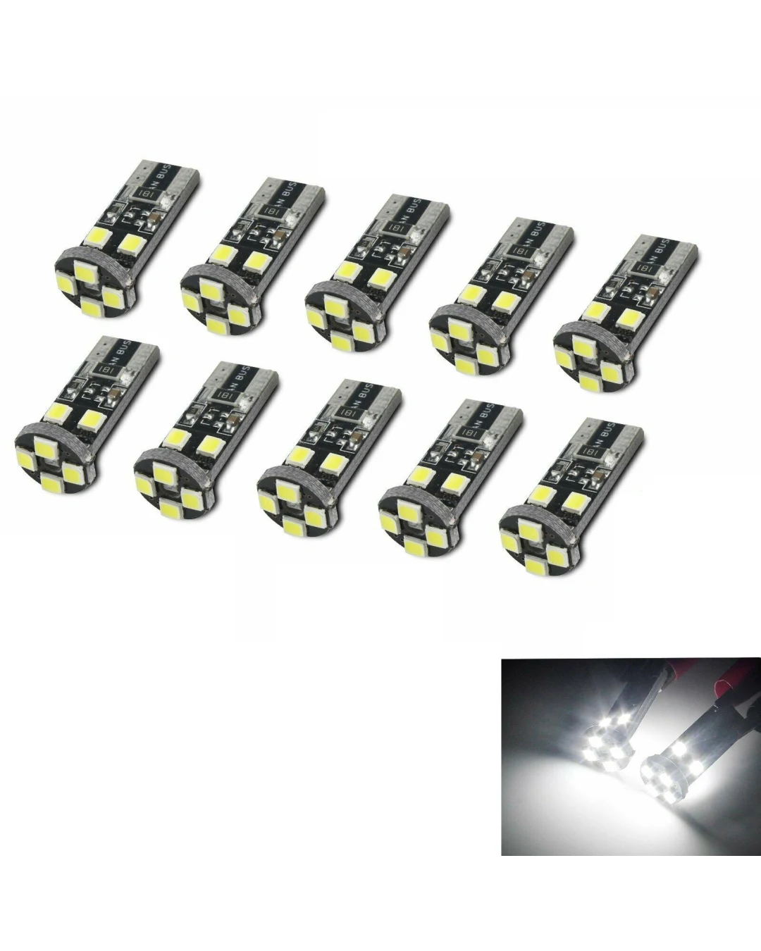 LED Лед Диодни Крушки За Габарит, Т10 W5W, 8 SMD, 12V, Canbus - Error free , Без грешки