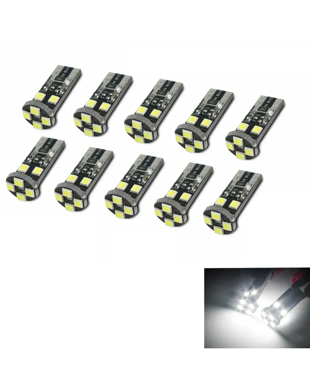 LED Лед Диодни Крушки За Габарит, Т10 W5W, 8 SMD, 12V, Canbus - Error free , Без грешки