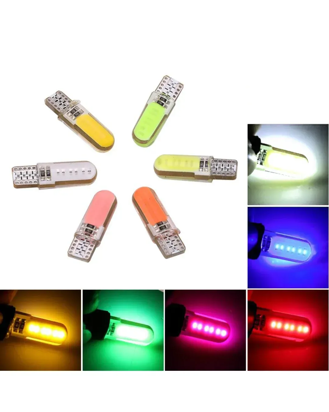 LED Лед Диодни Крушки За Габарит, Т10 W5W, COB 12-Core, 12V, 6 Цвята Светлина