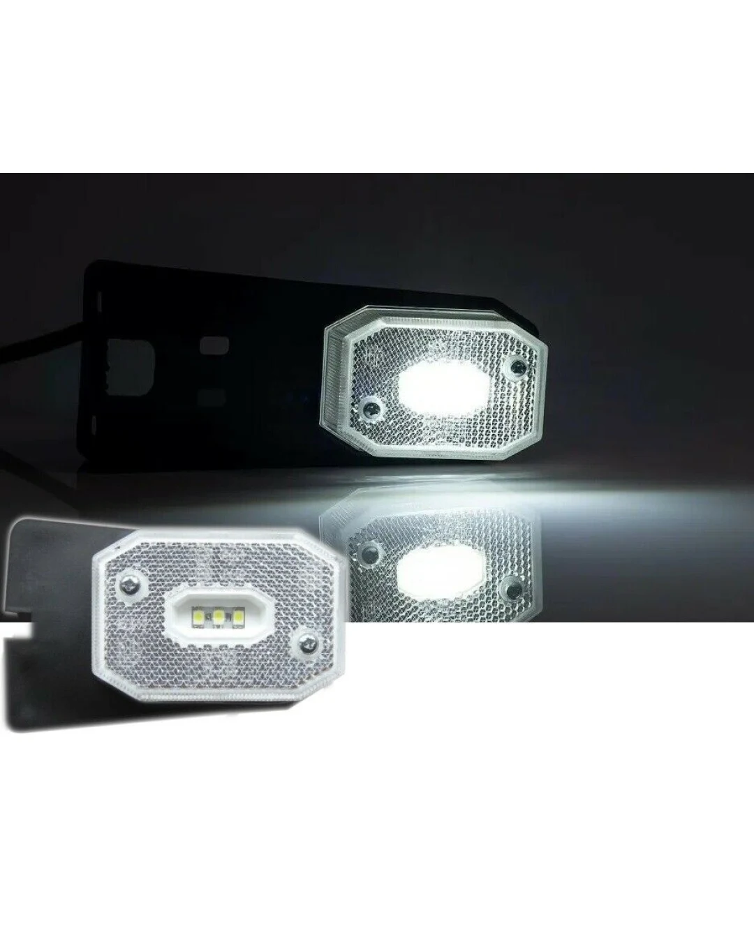 LED Лед Габарит със Стойка, Рефлектор, Бяла Светлина, Маркер, Токос, 12V - 24V, E-Mark E9, За Каравана, Кемпер и др.