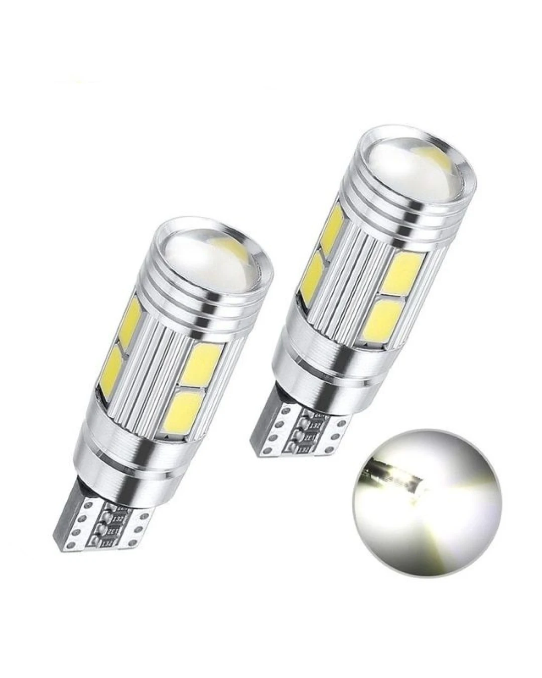 Лед LED Крушка За Габарит, Т10 W5W LED 10 SMD, Canbus, 12V, Бяла Светлина