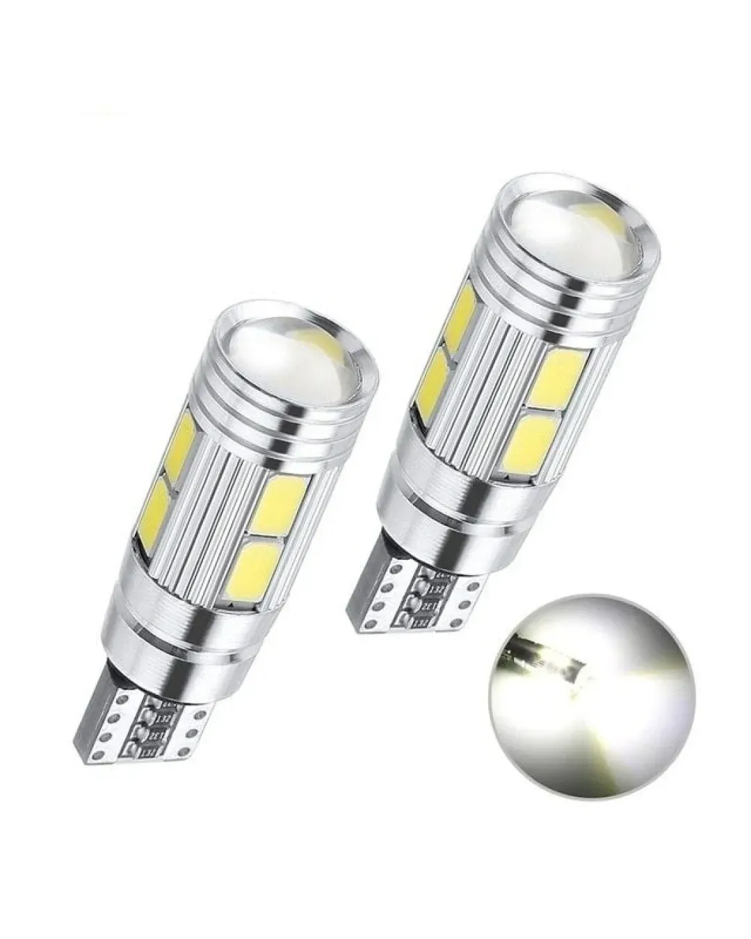 Лед LED Крушка За Габарит, Т10 W5W LED 10 SMD, Canbus, 12V, Бяла Светлина