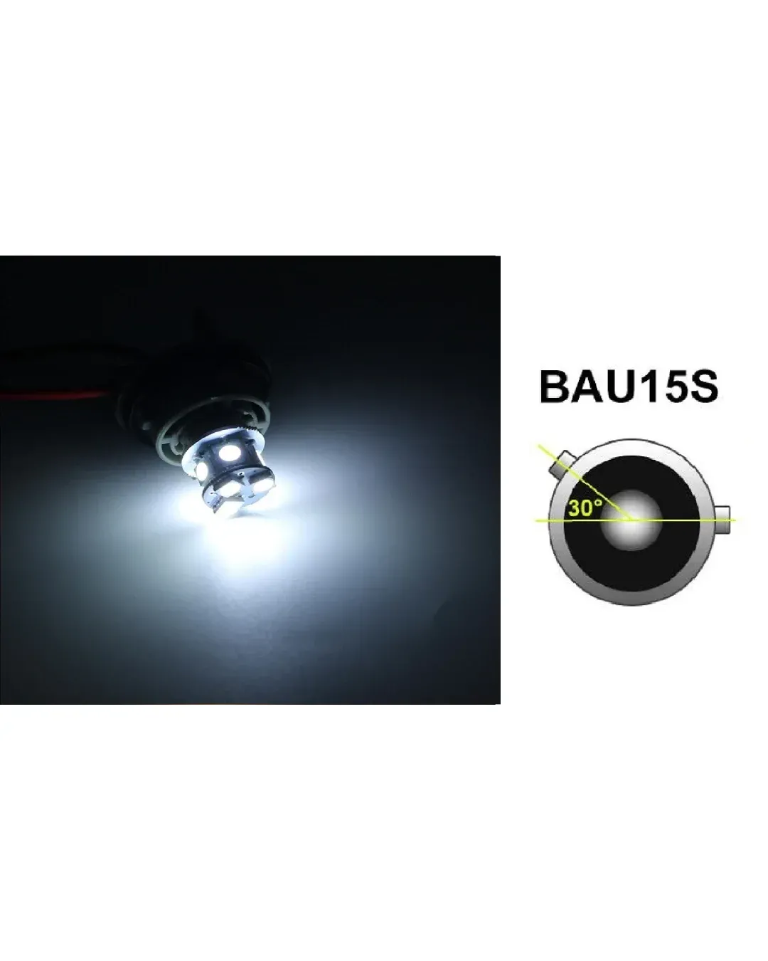 LED Лед Крушки, 22 SMD, BA15S 1156 (P21W), Асиметрични, Разминати пинове (150°) , Offset, 12V, Бяла Светлина