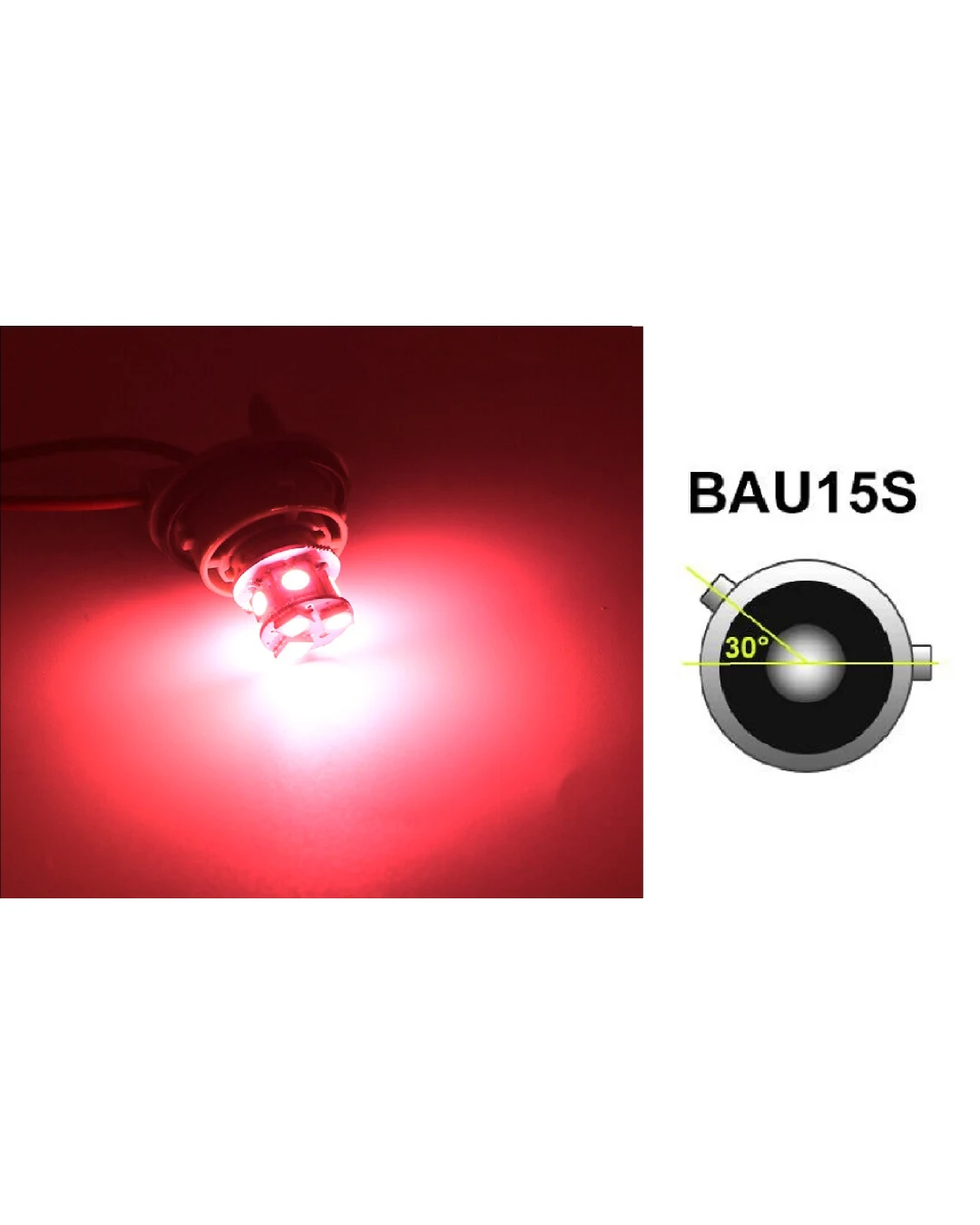 LED Лед Крушки, 22 SMD, BA15S 1156 (P21W), Асиметрични, Разминати пинове (150°) , Offset, 12V, Червена Светлина
