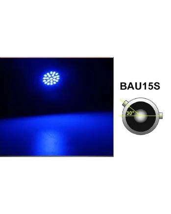 LED Лед Крушки, 22 SMD, BA15S 1156 (P21W), Асиметрични, Разминати пинове (150°) , Offset, 12V, Синя Светлина