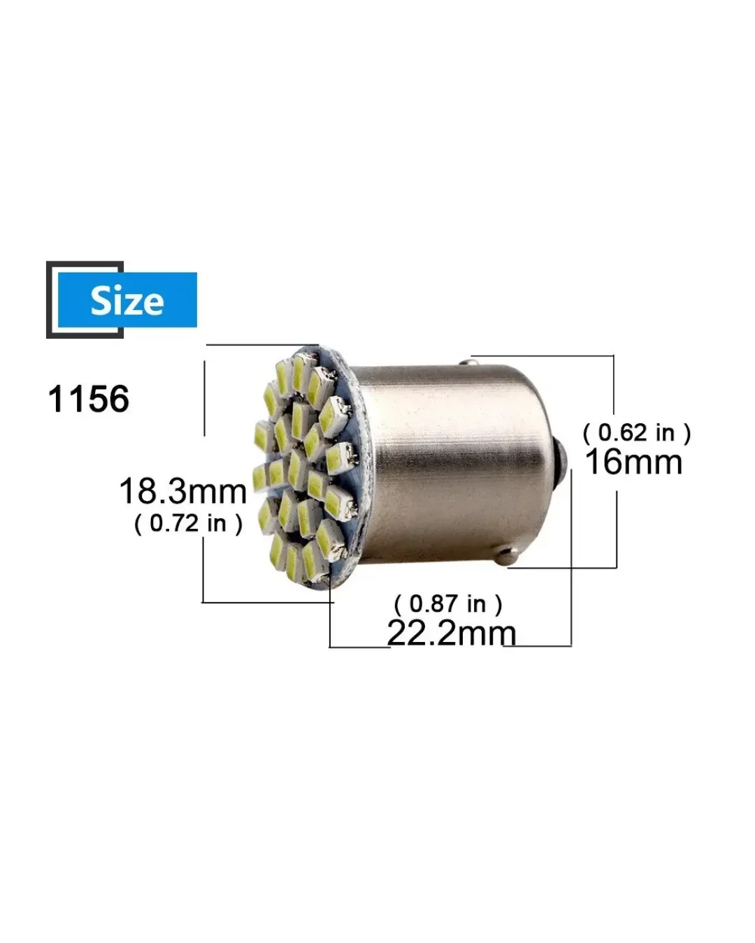 LED Лед Крушки, 22 SMD, BA15S 1156 (P21W), BAU15S 1156 (PY21W), 12V - 24V, Бяла, Оранжева, Червена, Синя Светлина