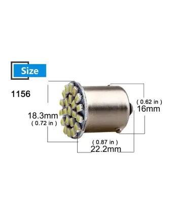 LED Лед Крушки, 22 SMD, BA15S 1156 (P21W), BAU15S 1156 (PY21W), 12V - 24V, Бяла, Оранжева, Червена, Синя Светлина