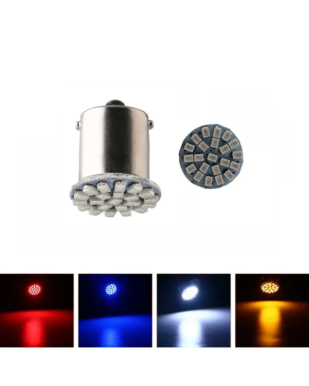 LED Лед Крушки, 22 SMD, BA15S 1156 (P21W), BAU15S 1156 (PY21W), 12V - 24V, Бяла, Оранжева, Червена, Синя Светлина
