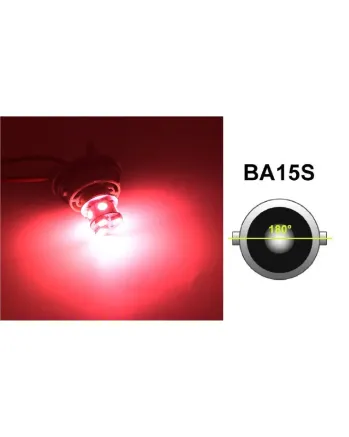 LED Лед Крушки, 22 SMD, BA15S 1156 (P21W), Срещуположни пинове (180°), Opposite, 12V, Червена Светлина