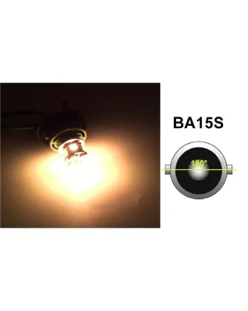 LED Лед Крушки, 22 SMD, BA15S 1156 (P21W), Срещуположни пинове (180°), Opposite, 12V, Оранжева, Жълта Светлина