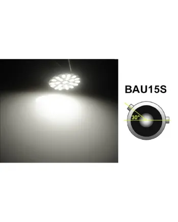 LED Лед Крушки, 22 SMD, BAU15S 1156 (P21W), Асиметрични, Разминати пинове (150°) , Offset, 12V, Бяла Светлина