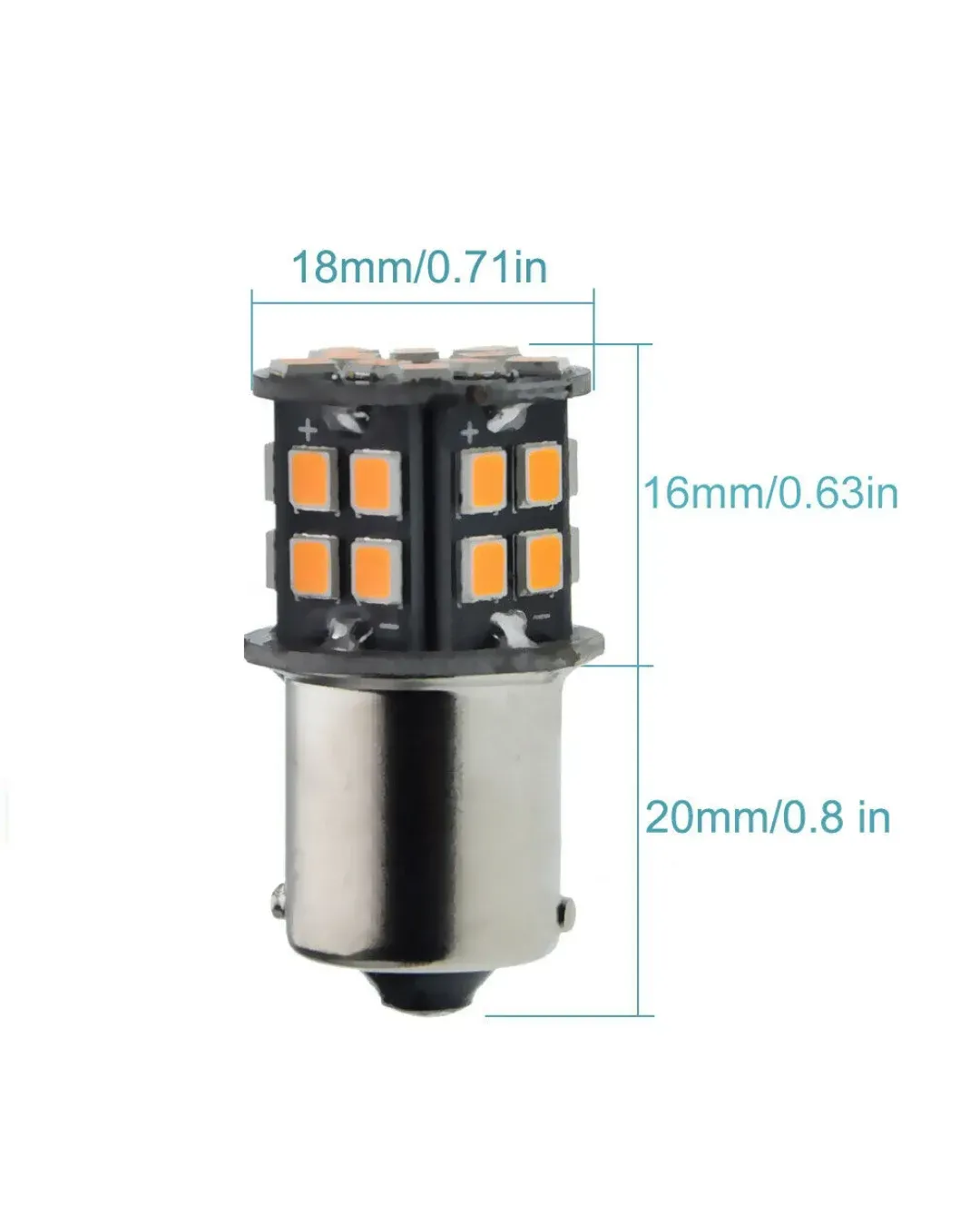 LED Лед Крушки, 30 SMD, BA15S 1156 (P21W), BAU15S 1156 (PY21W), 12V - 24V, Бяла, Оранжева, Червена, Синя Светлина Canbus