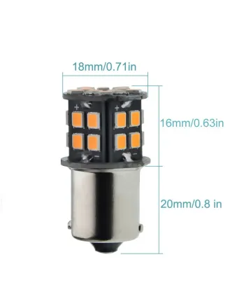LED Лед Крушки, 30 SMD, BA15S 1156 (P21W), BAU15S 1156 (PY21W), 12V - 24V, Бяла, Оранжева, Червена, Синя Светлина Canbus