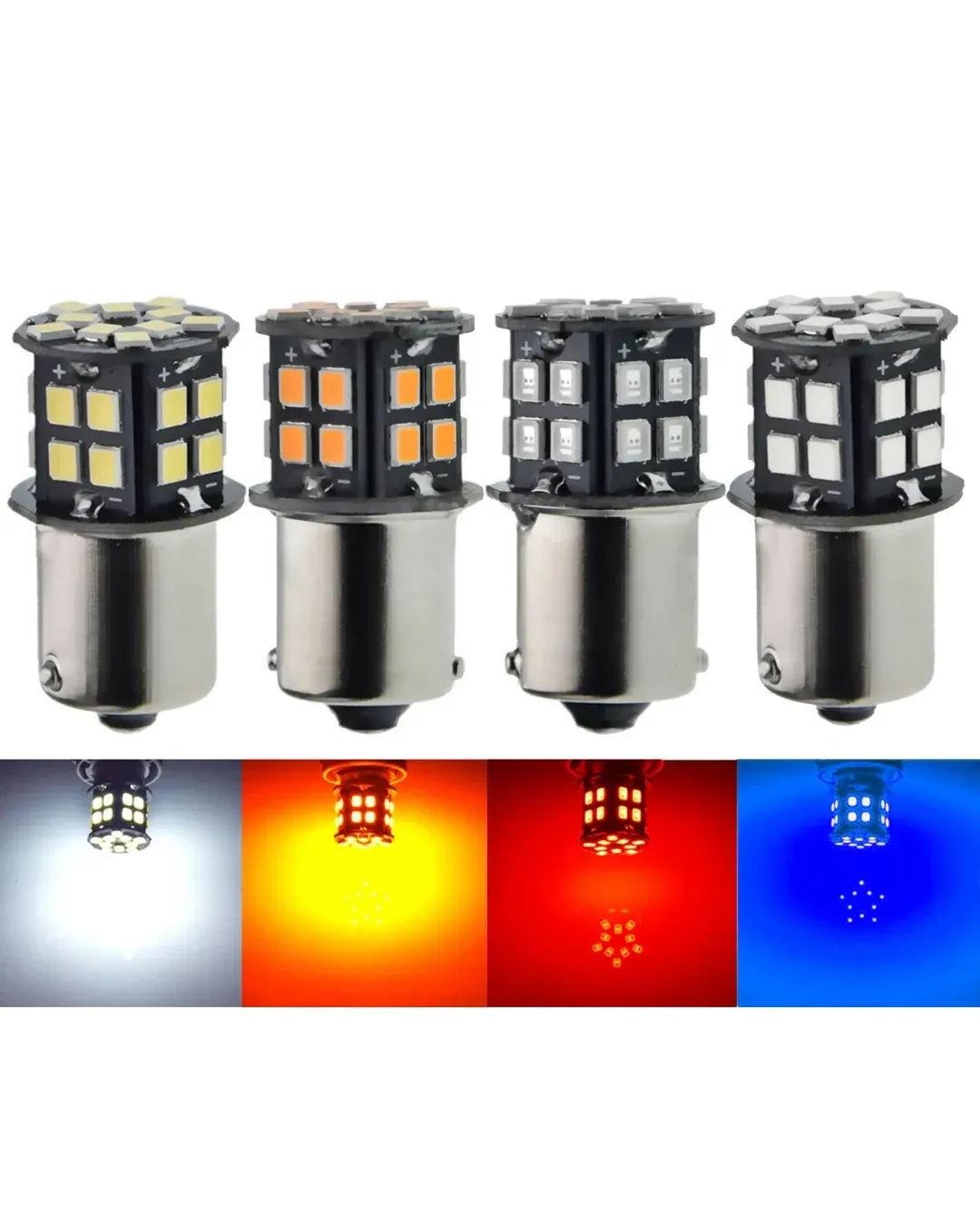 LED Лед Крушки, 30 SMD, BA15S 1156 (P21W), BAU15S 1156 (PY21W), 12V - 24V, Бяла, Оранжева, Червена, Синя Светлина Canbus