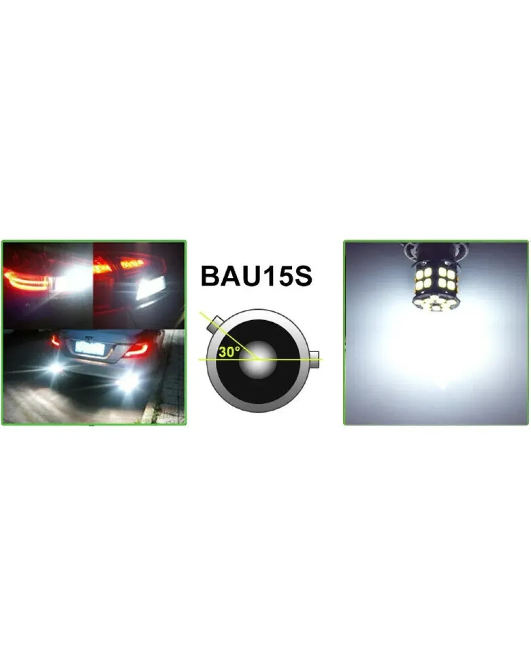 LED Лед Крушки, 30 SMD, BAU15S 1156 (PY21W), Асиметрични, Разминати пинове (150°) , Offset, 24V, Бяла Светлина