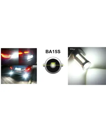 LED Лед Крушки, 33 SMD, С Лупа, BA15S 1156 (P21W), 12V, Бяла Светлина