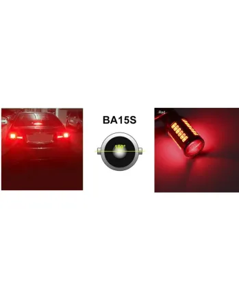 LED Лед Крушки, 33 SMD, С Лупа, BA15S 1156 (P21W), 12V, Червена Светлина