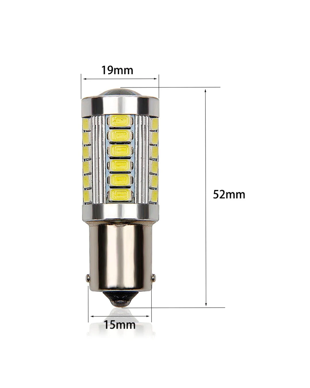 LED Лед Крушки, 33 SMD, С Лупа, BA15S 1156 (P21W), BAU15S 1156 (PY21W), 12V, Бяла, Оранжева, Червена Светлина