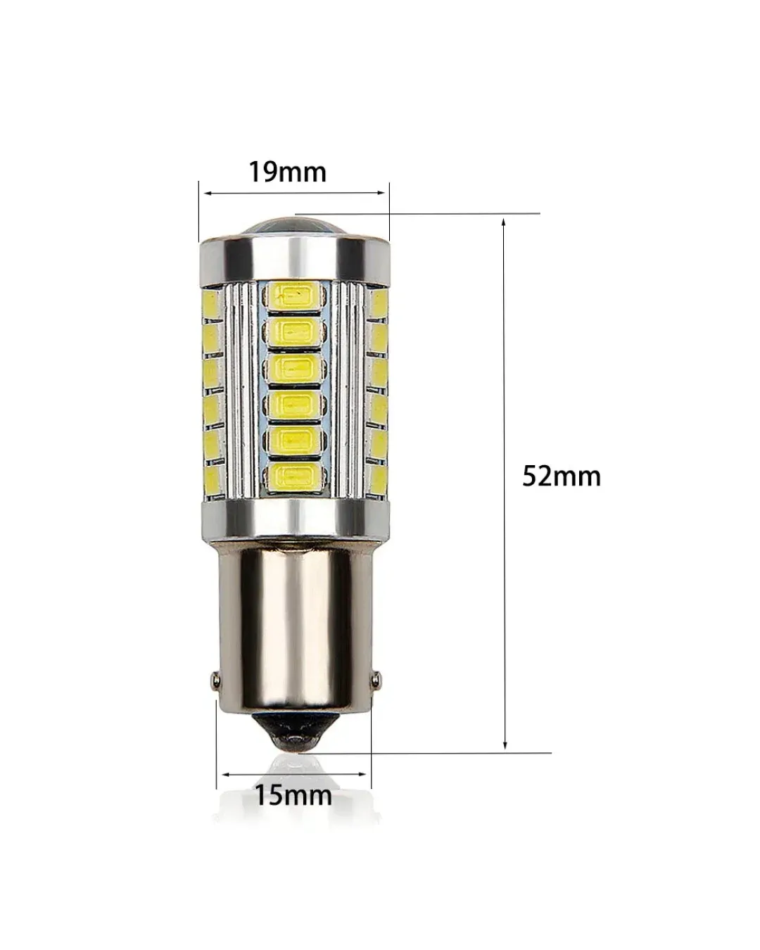 LED Лед Крушки, 33 SMD, С Лупа, BA15S 1156 (P21W), BAU15S 1156 (PY21W), 12V, Бяла, Оранжева, Червена Светлина