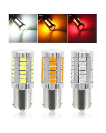 LED Лед Крушки, 33 SMD, С Лупа, BA15S 1156 (P21W), BAU15S 1156 (PY21W), 12V, Бяла, Оранжева, Червена Светлина