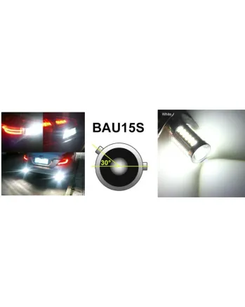 LED Лед Крушки, 33 SMD, С Лупа, BAU15S 1156 (PY21W), 12V, Бяла Светлина