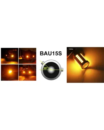 LED Лед Крушки, 33 SMD, С Лупа, BAU15S 1156 (PY21W), 12V, Оранжева Светлина