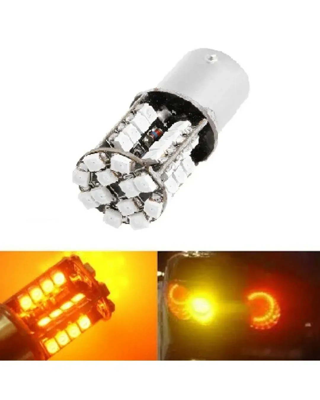 LED Лед Крушки, Мигач, 44 SMD, Canbus, 1156 (P21W), 12V, Оранжева, Жълта Светлина